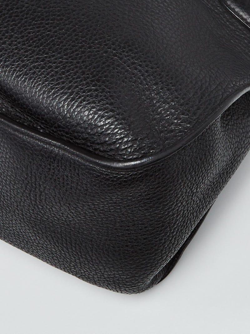 Hermes 34cm Black Clemence Leather Palladium Plated Jypsiere Bag