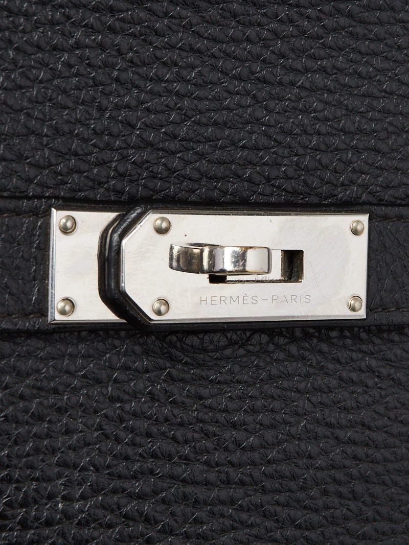 Hermes 34cm Black Clemence Leather Palladium Plated Jypsiere Bag