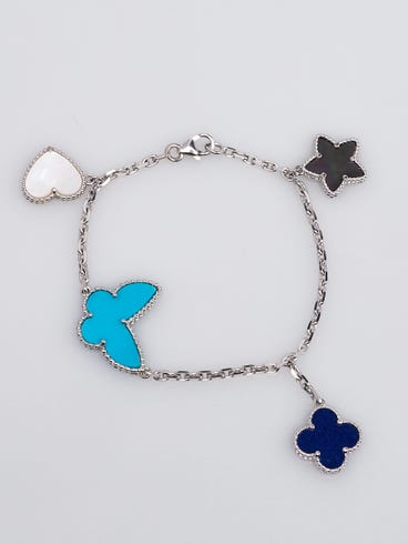 Van Cleef Arpels 18k White Gold Lapis, Mother of Pearl and