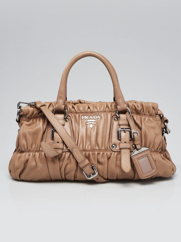 Prada Beige Nappa Gaufre Leather Satchel Bag BN1407	