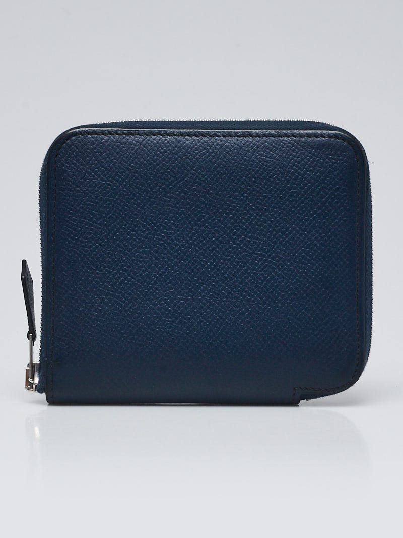 HERMÈS Womens Blue Epsom Leather SILK'IN Zip Around Silk