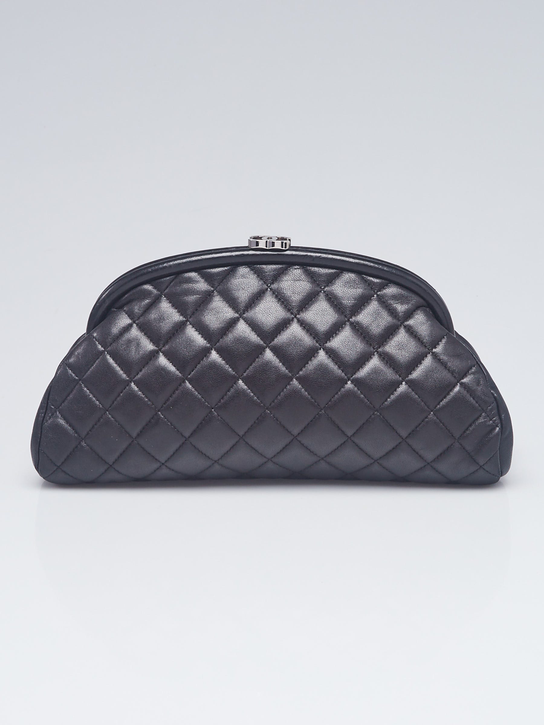 Chanel Black Quilted Lambskin Leather Timeless Clutch Bag - Yoogi's Closet