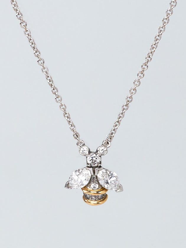 Tiffany & Co. 18k White Gold and Diamond Schlumberger Bee Pendant Necklace