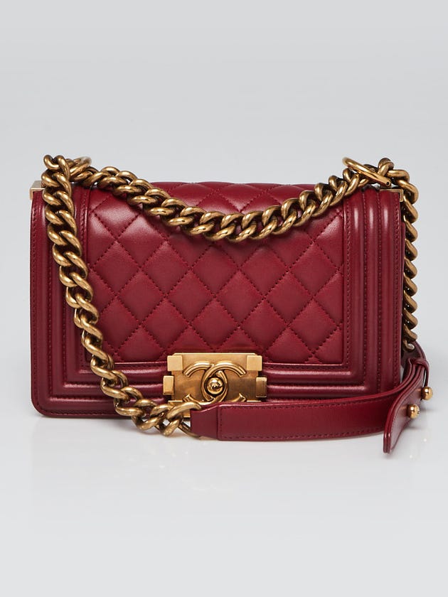 Chanel Red Quilted Leather Small Boy Bag