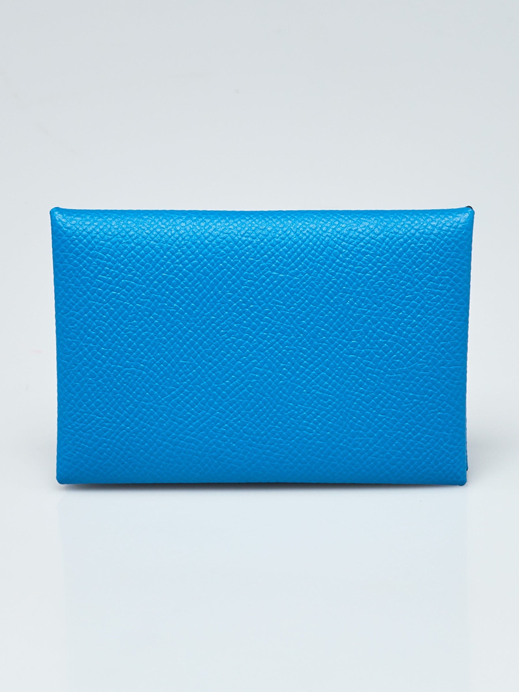 Hermes Bleu Zanzibar Epsom Leather Calvi Card Case - Yoogi's Closet