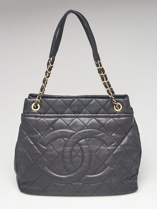 Chanel Black Quilted Caviar Leather Timeless Soft Large Shopping Tote Bag 
