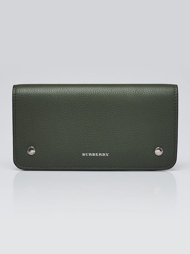 Burberry Sage Green Leather Rowe Snap Wallet 