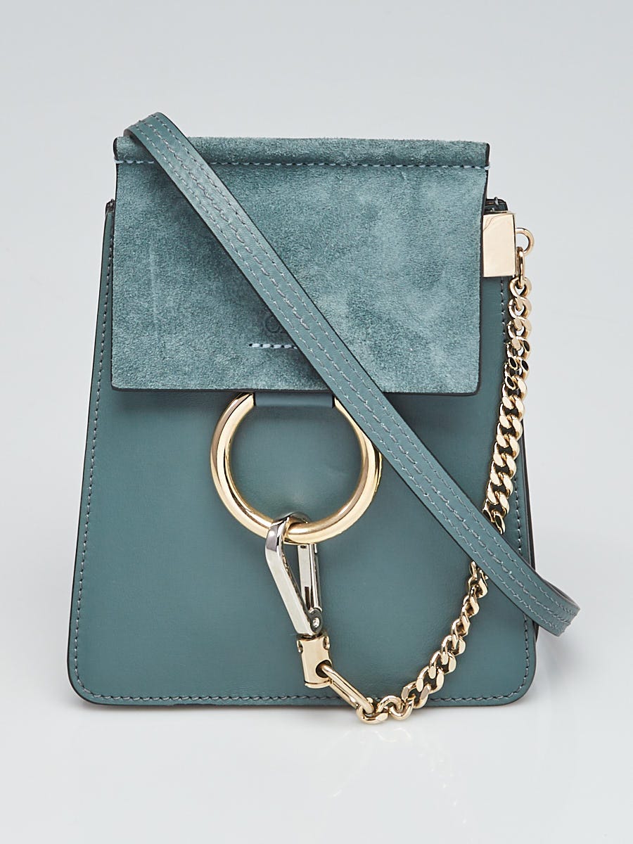 Chloe Cloudy Blue Leather and Suede Small Faye Bracelet Bag - Yoogi's Closet
