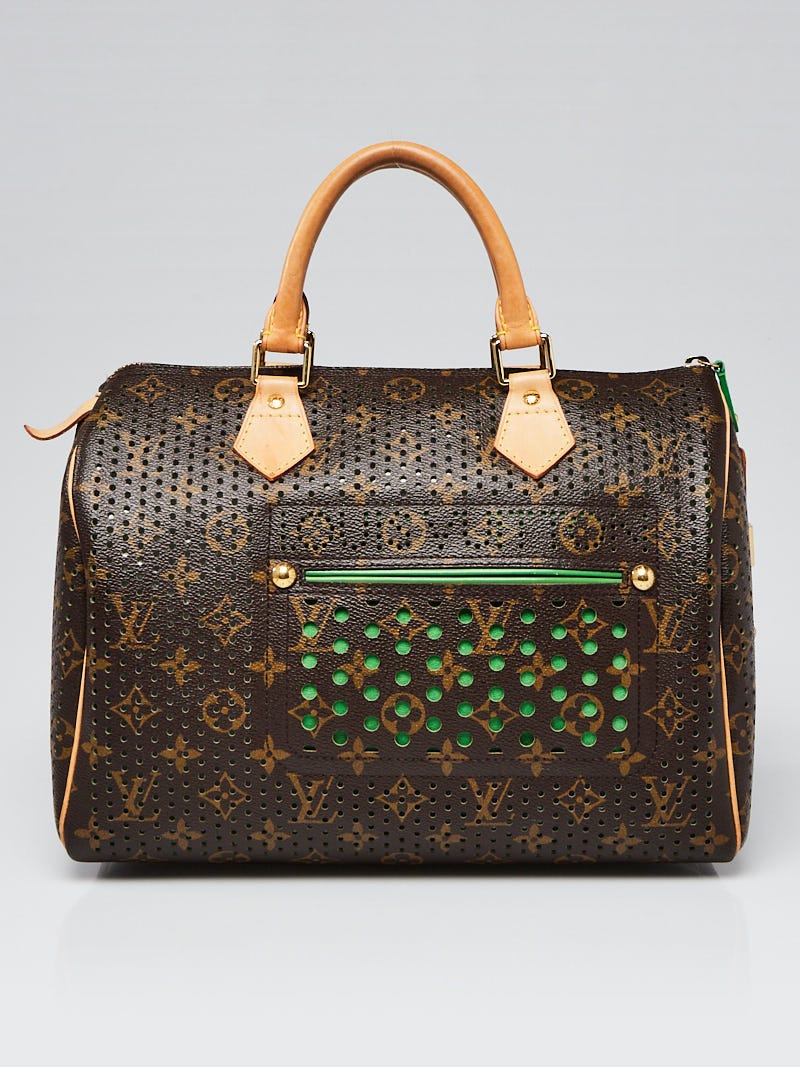 Louis Vuitton Limited Edition Green Perforated Speedy 30 Bag - Yoogi's  Closet