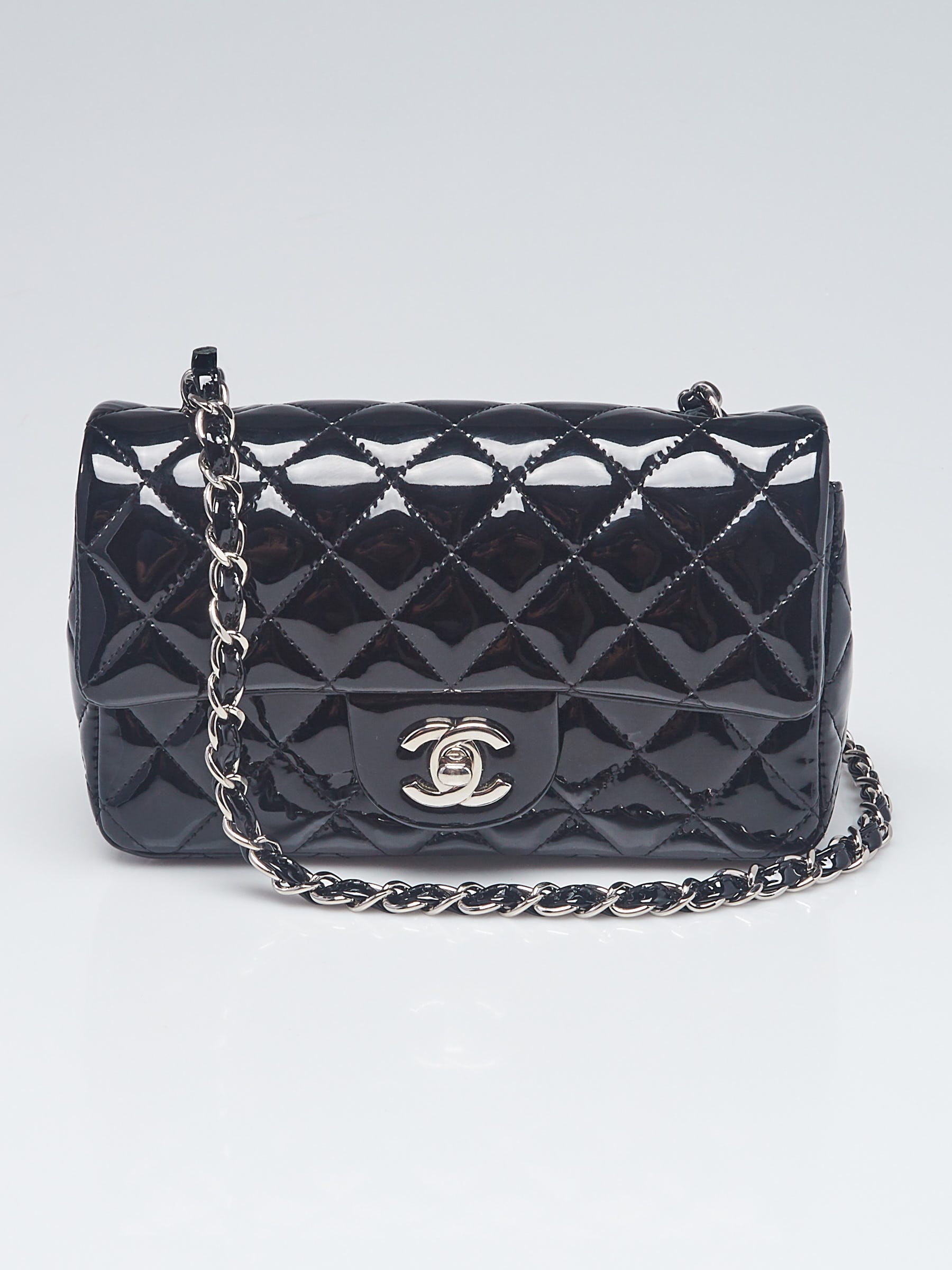Chanel Black Quilted Patent Leather Classic New Mini Flap Bag | Yoogi's ...