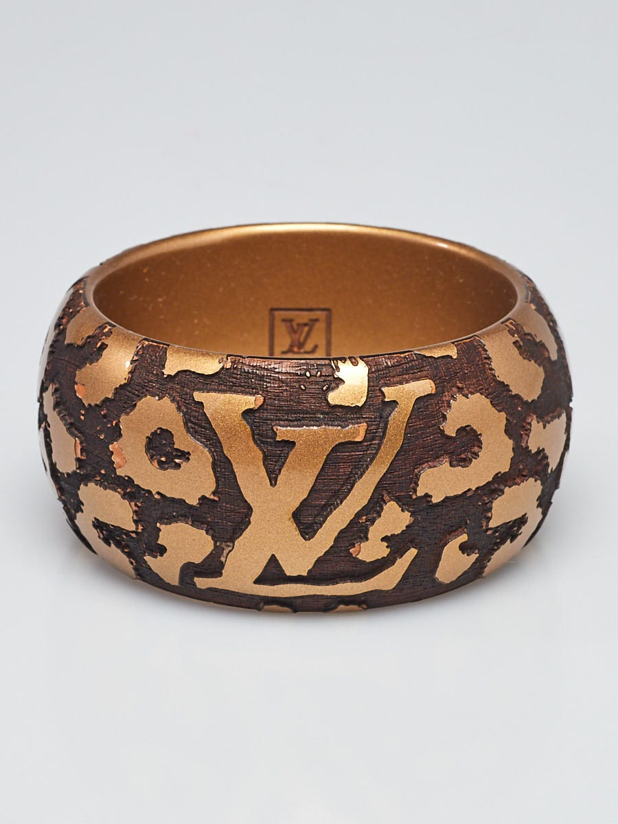 Louis Vuitton Wood Gold Tone Bangle Bracelet Louis Vuitton