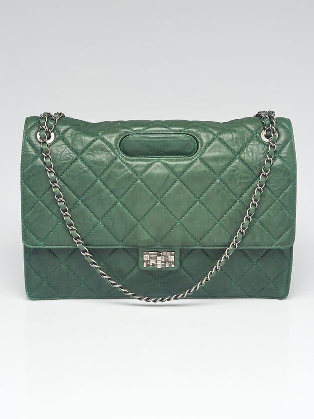 Chanel Green Quilted Lambskin Leather Takeaway Maxi Flap Bag
