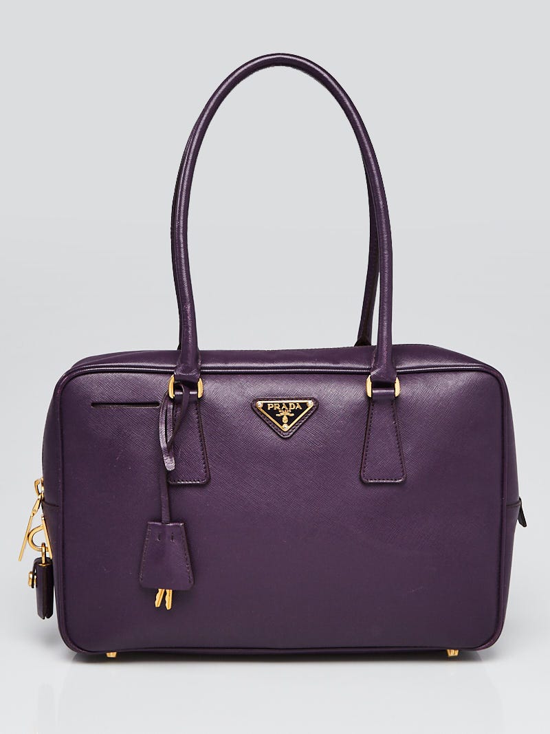 Prada Purple Saffiano Leather Top Handle Bauletto Bag BL0095 - Yoogi's  Closet