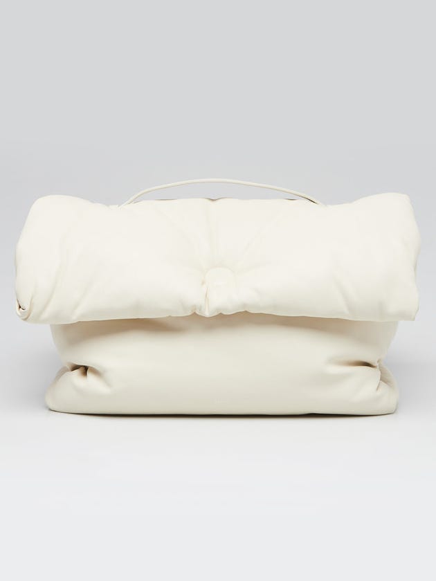 Celine White Lambskin Leather Large Cartable Pillow Bag 