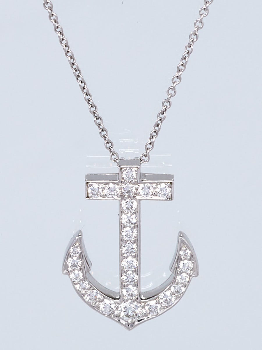 Silver Crystal Encrusted Anchor Pendant Necklace – Jewel Candy