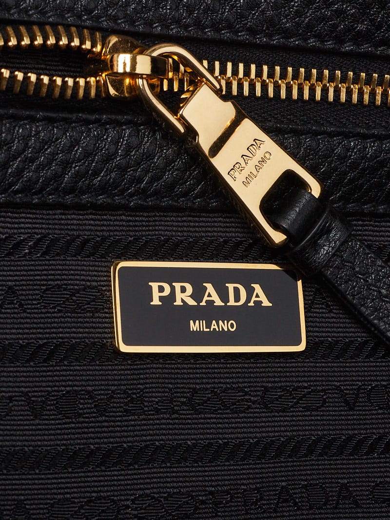 Prada Black Vitello Phenix Leather Top Handle Crossbody Bag 1BA171
