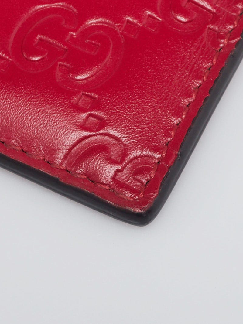 Gucci Red Guccissima Leather Card Holder Wallet | Yoogi's Closet