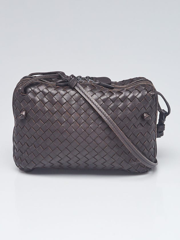 Bottega Veneta Brown Intrecciato Woven Nappa Leather Double Compartment Crossbody Bag