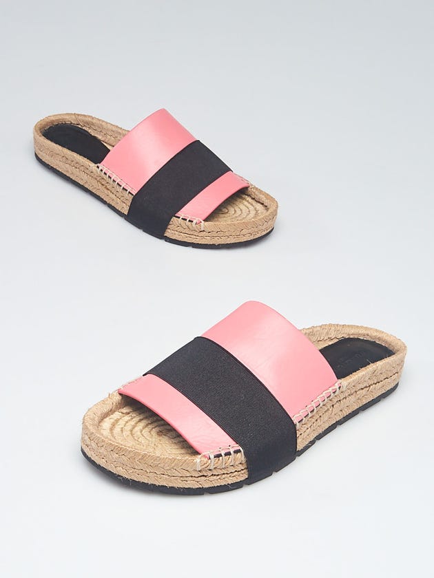 Balenciaga Pink/Black Leather Espadrille Flats Size 6.5/37
