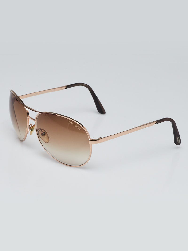Tom Ford Goldtone Frame Charles Aviator Sunglasses-TF35 