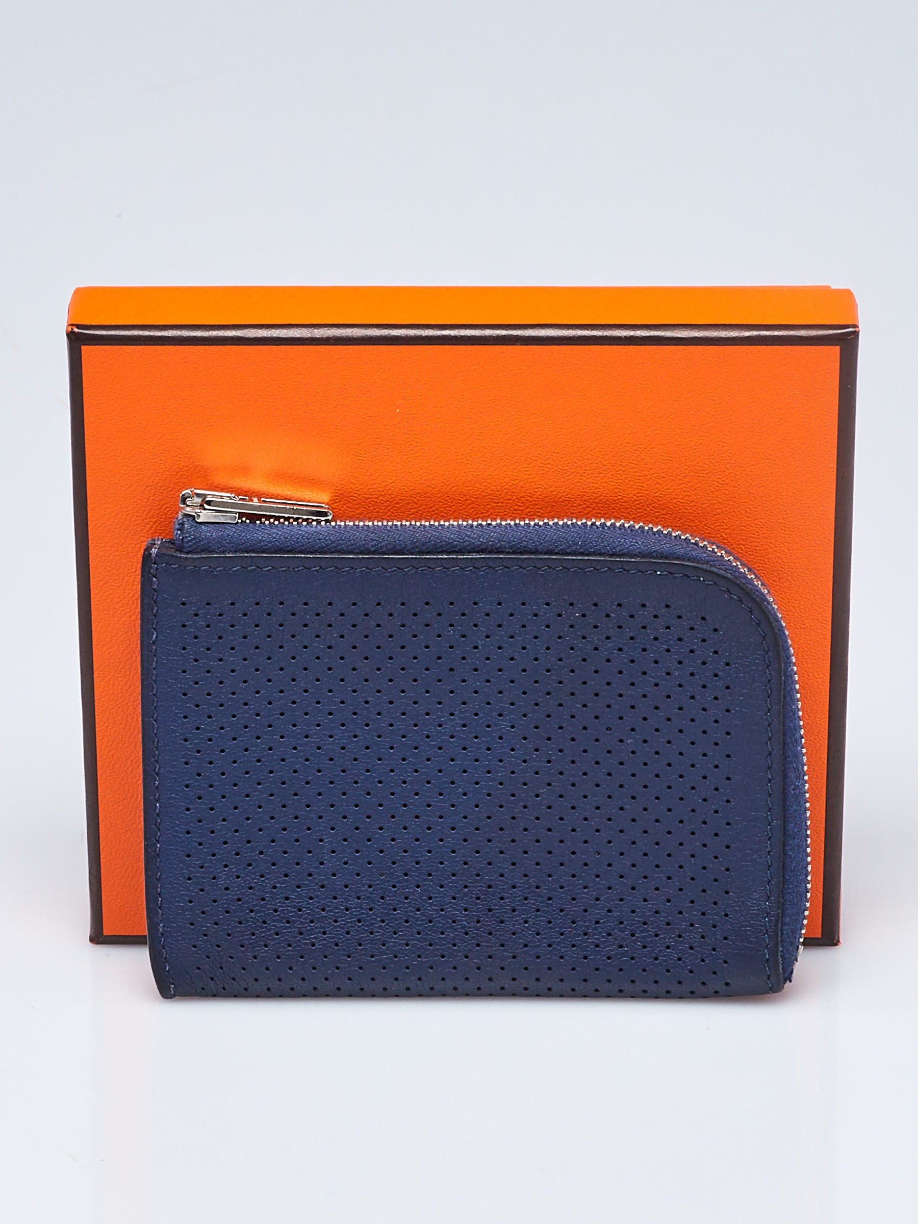 Hermes Blue Ocean Perforated Leather Remix ID Card Holder