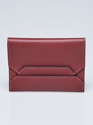 Hermes Red Epsom Leather Gold 'H' Bearn Wallet at 1stDibs