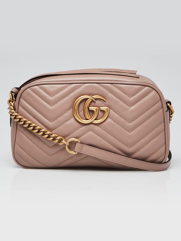 Gucci Porcelain Rose Quilted Leather Marmont Small Camera Bag