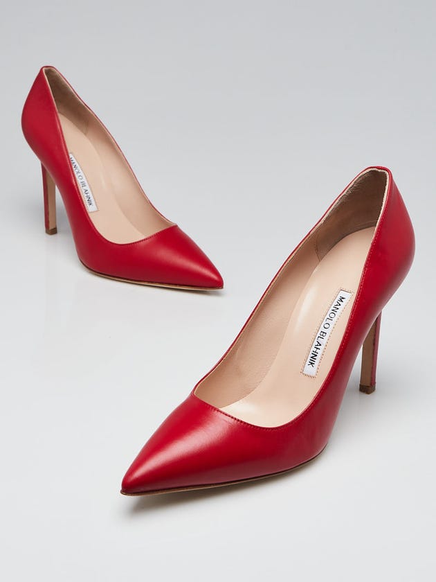 Manolo Blahnik Red Leather BB 105 Pumps Size 9/39.5