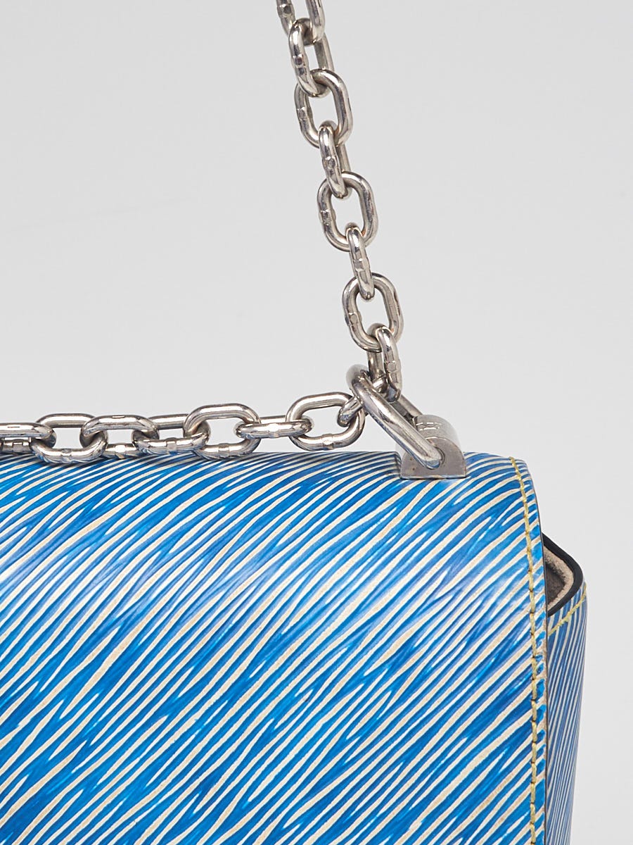 Louis Vuitton Epi LV Twist MM Chain Shoulder Bag Purse Denim Blue