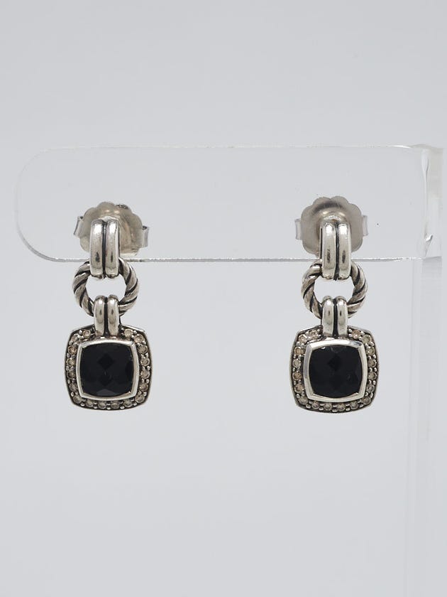 David Yurman 7mm Black Onyx and Diamond Petite Albion Drop Earrings