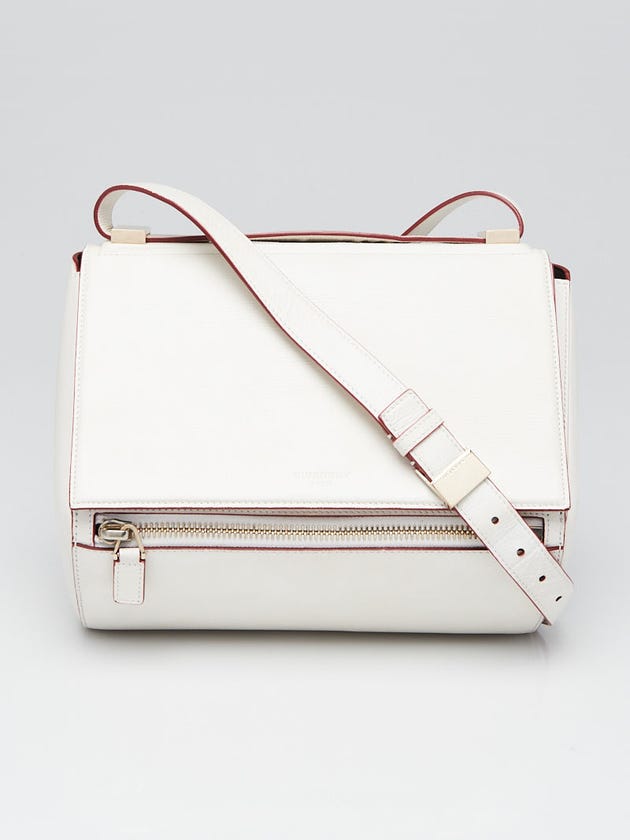 Givenchy White Grained Leather Pandora Box Medium Shoulder Bag