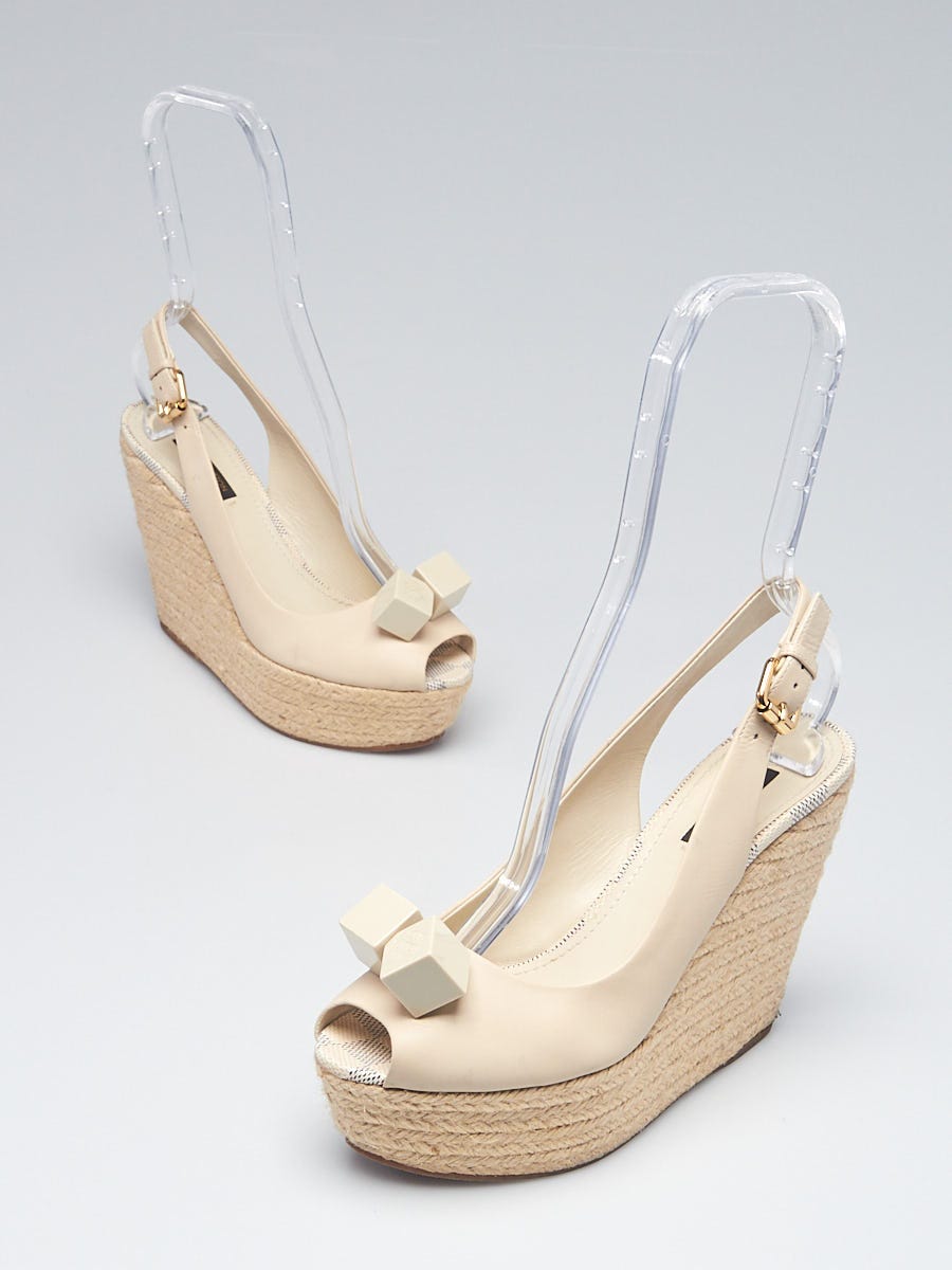 Louis Vuitton, Shoes, New Authentic Louis Vuitton Damier Azur Wedge  Sandals