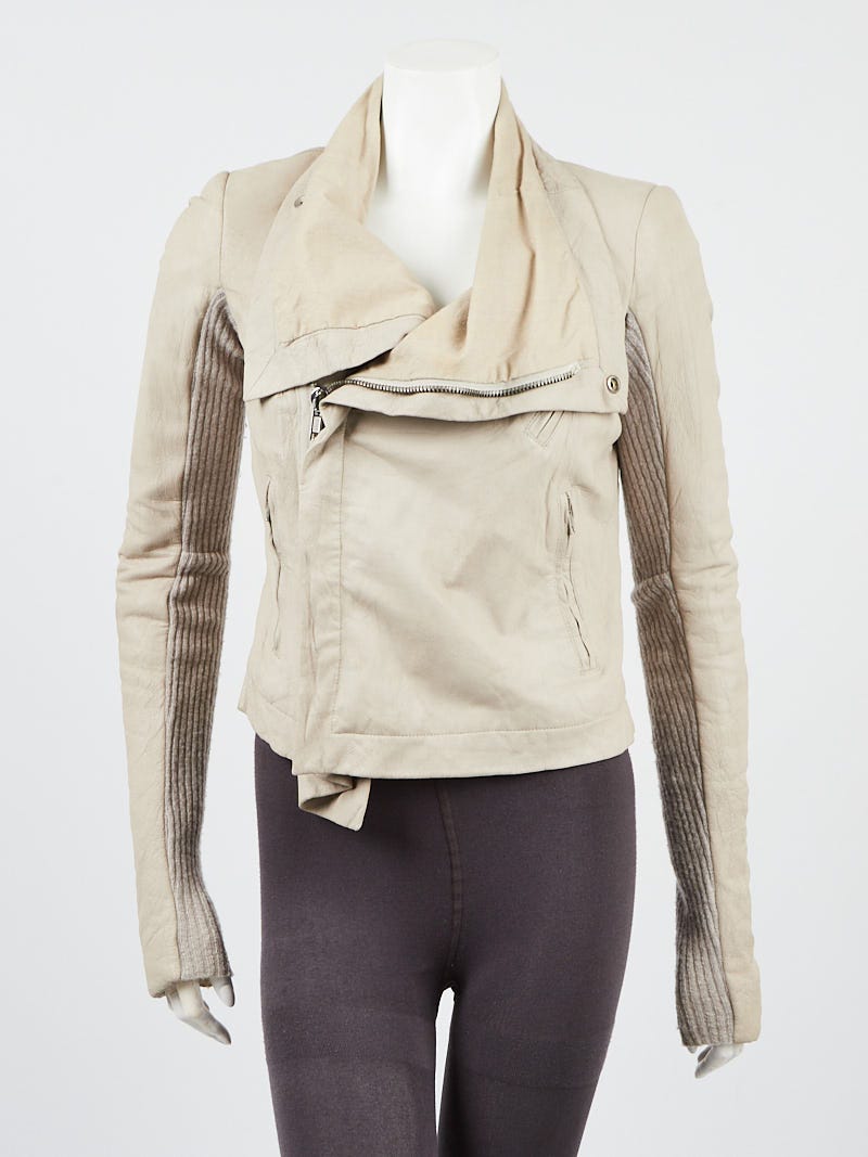 ジャケット RICK OWENS Woman Jacket Beige RP01E7702LBY 15 Asymmetric leather biker jacket in beige - Rick Owens