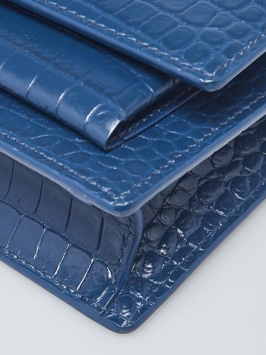 Yves Saint Laurent Deep Marine Croc Embossed Leather Mini Sunset Chain Bag  - Yoogi's Closet