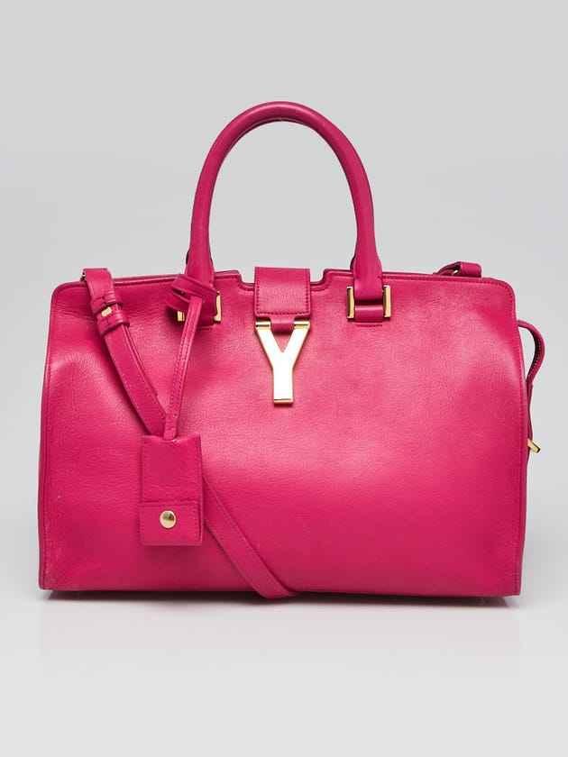 Yves Saint Laurent Fuchsia Calfskin Leather Small Cabas ChYc Bag