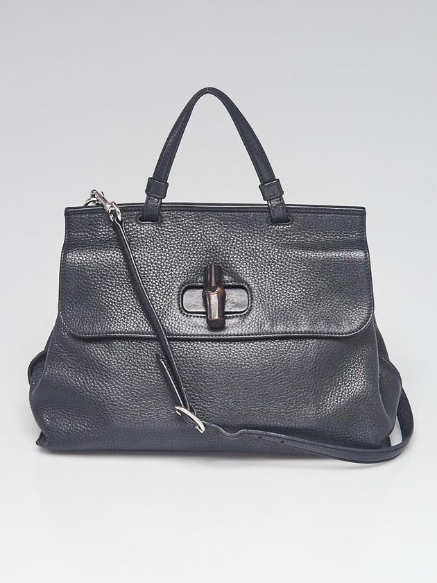Gucci Black Leather Bamboo Daily Top Handle Bag