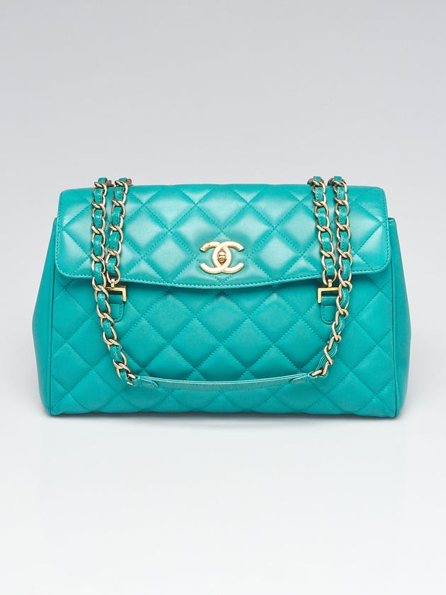 Chanel Green Quilted Lambskin Leather Misia Camera Flap Bag