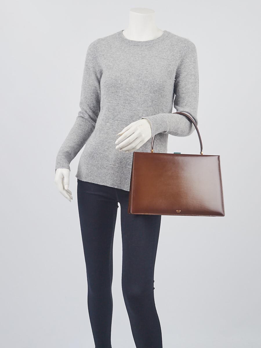 Celine Camel Box Calfskin Leather Medium Clasp Bag - Yoogi'S Closet