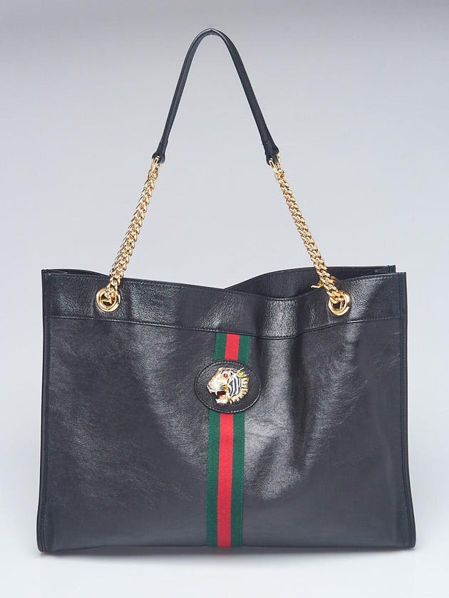 Gucci Black Leather Large Rajah Tote Bag