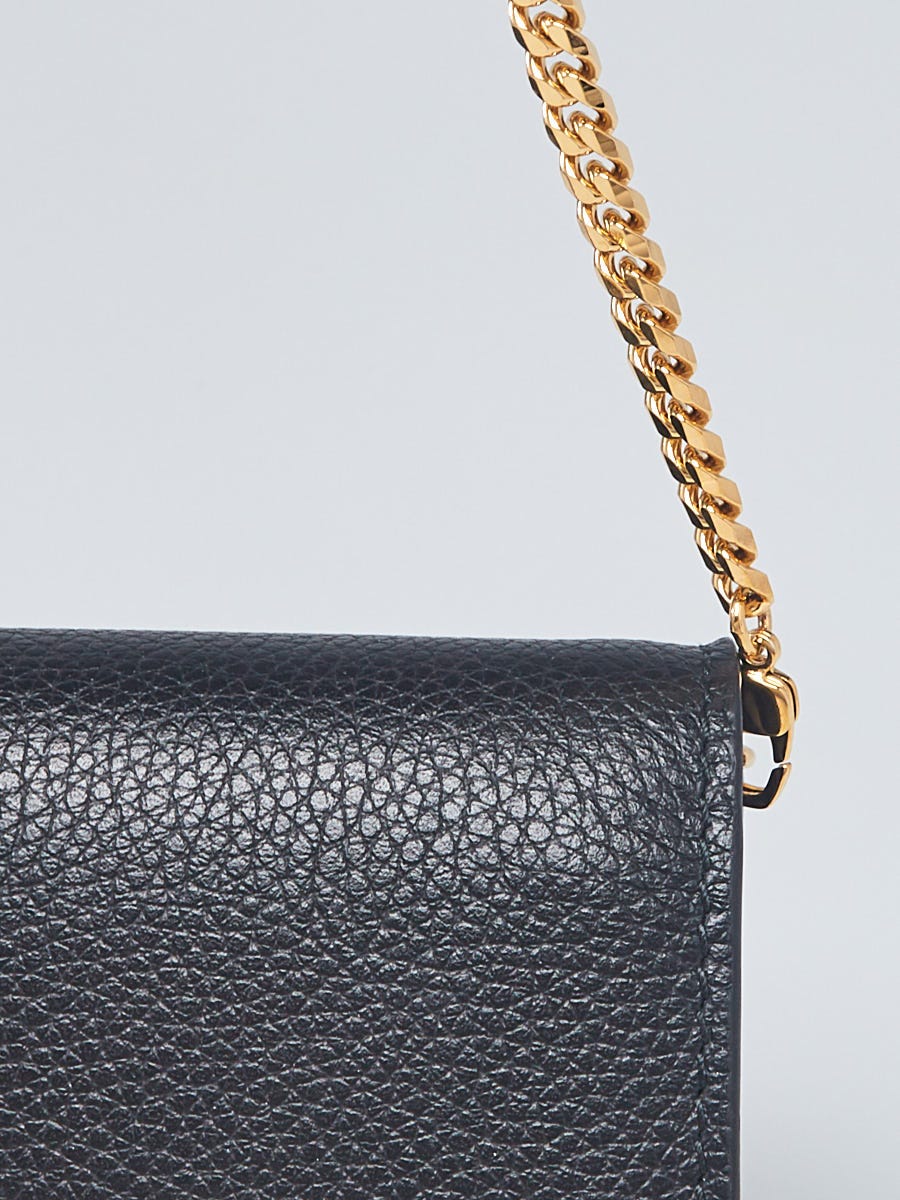 Alexander McQueen Black Pebbled Leather Wallet On Chain Crossbody Bag |  Yoogi's Closet