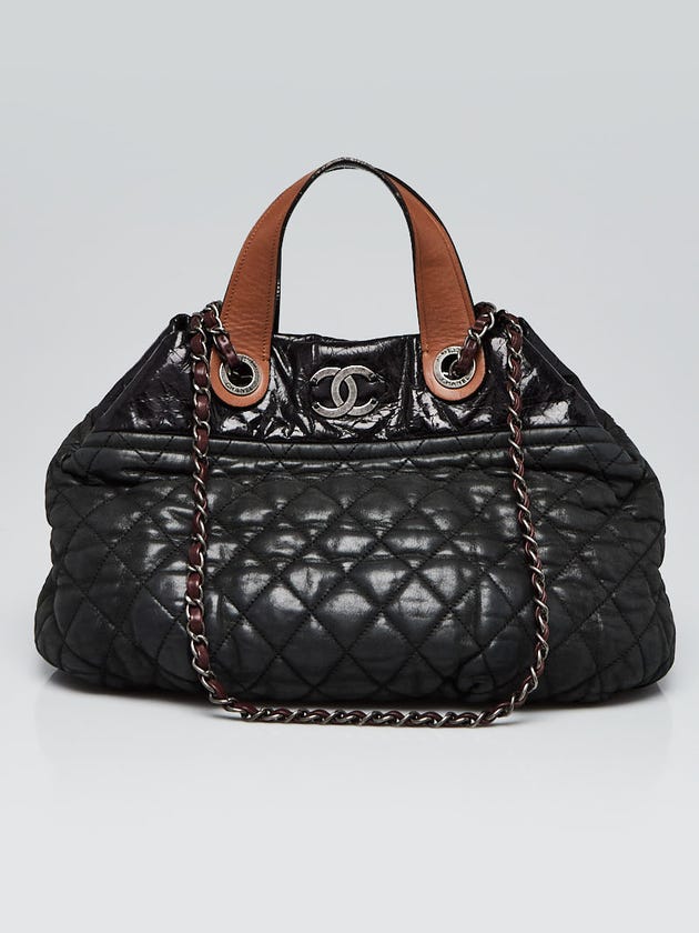 Chanel Black Quilted Iridescent Calfskin Leather Small In-The-Mix Tote Bag