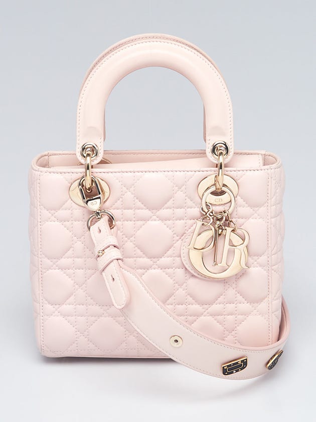 Christian Dior Light Pink Cannage Quilted Lambskin Leather Small My Lady Dior Bag