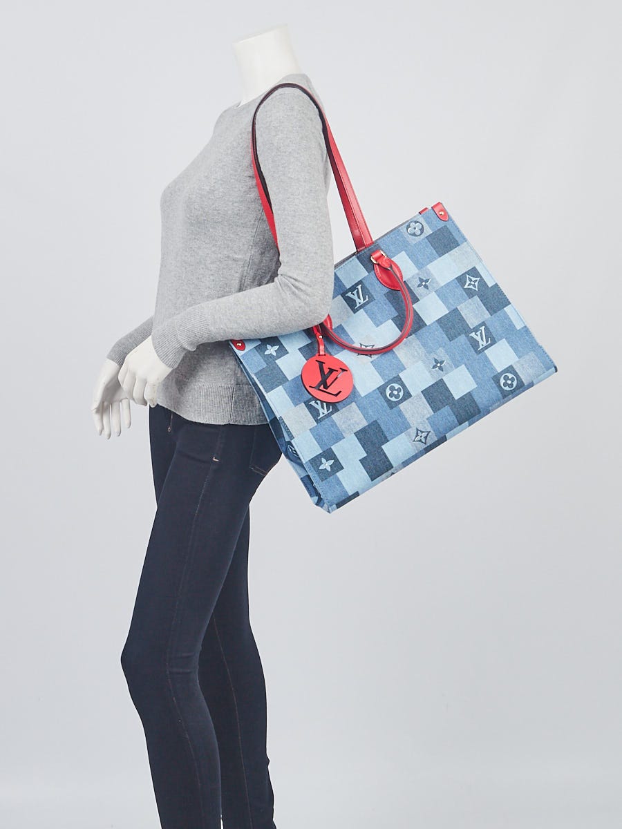 Louis Vuitton Blue Monogram Damier Denim Onthego GM Tote Bag - Yoogi's  Closet
