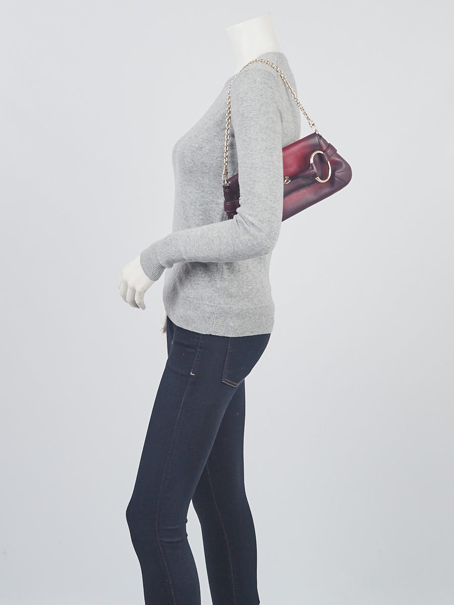 Gucci Red Leaf Soft Leather 1921 Collection Horsebit Chain