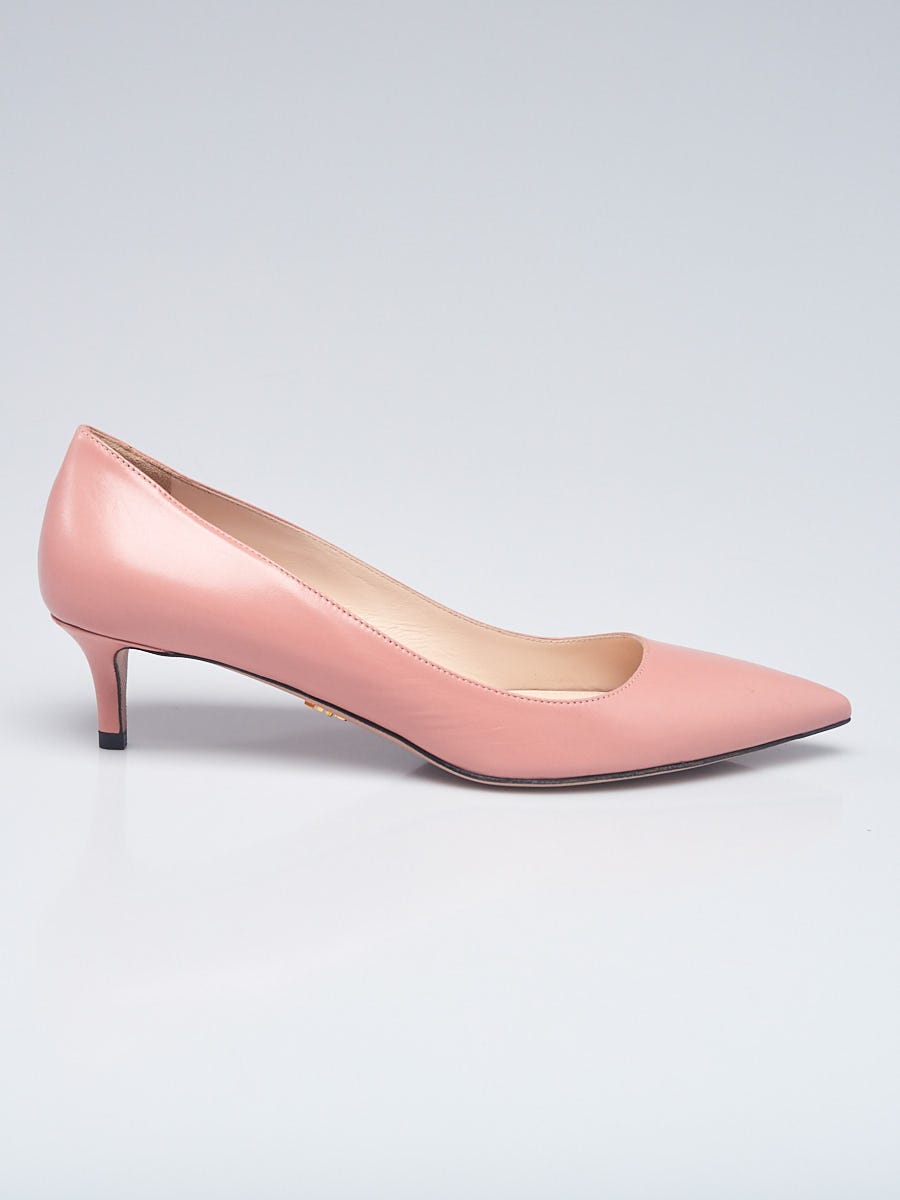 Prada Pink Smooth Leather Pointed Toe Kitten Heels Size 7.5 Prada Pink Smooth Leather Pointed Toe Kitten Heels Size 7.5