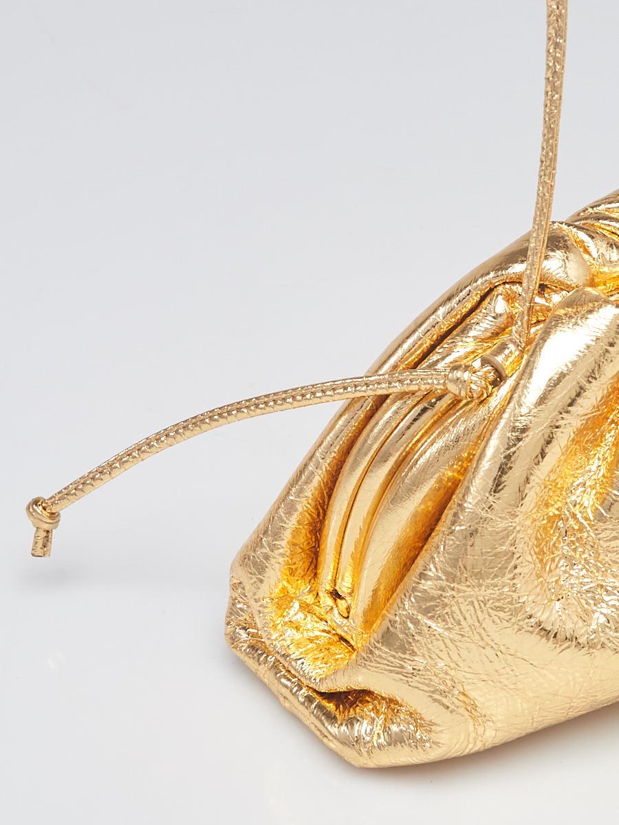 Bottega Veneta The Mini Pouch Zest Washed in Calfskin with Gold