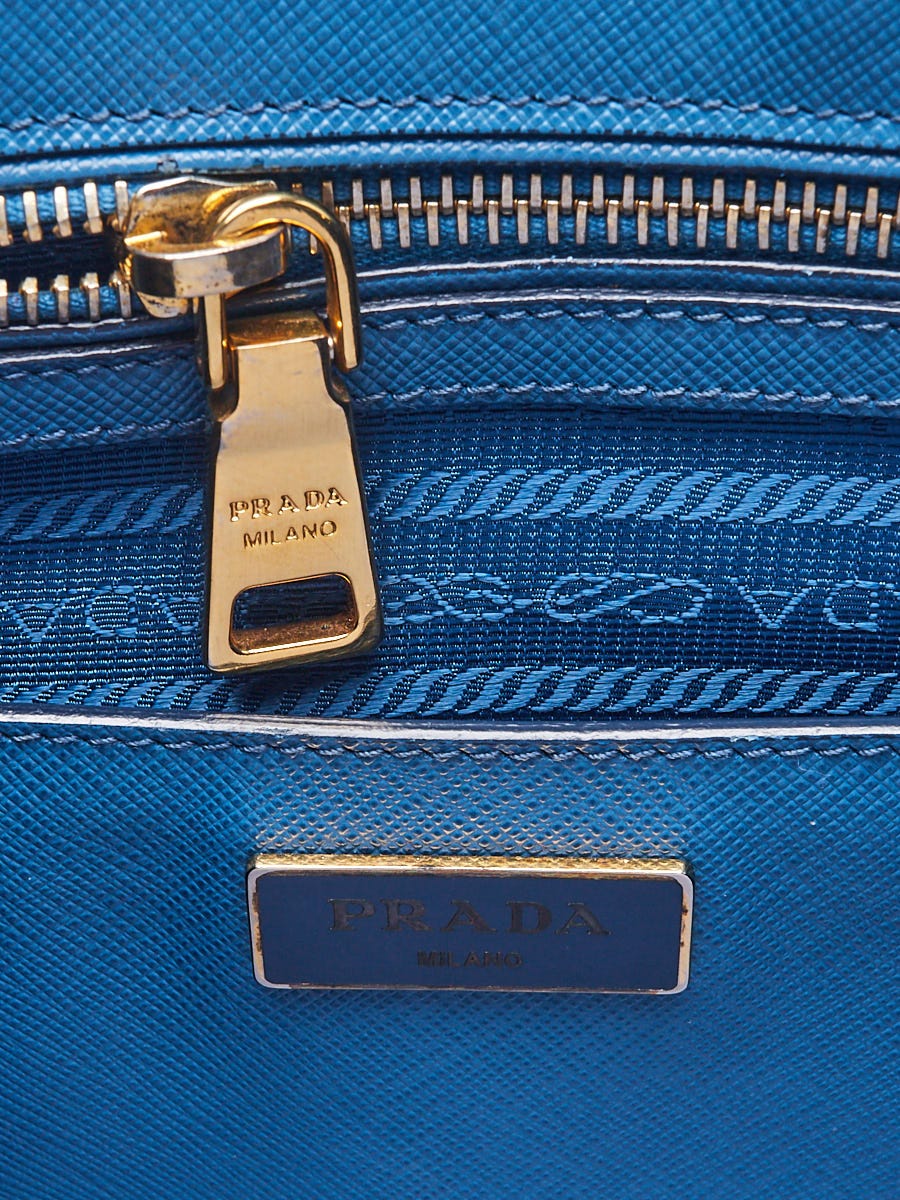 Prada Two Tone Blue Saffiano Lux Leather Large Double Zip Tote Prada | The  Luxury Closet