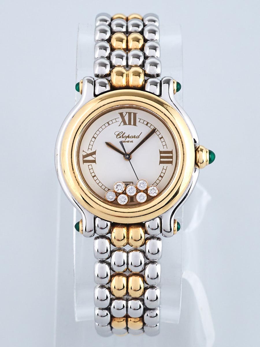 Chopard 18k Yellow Gold Stainless Steel Sport 7 Floating Diamonds