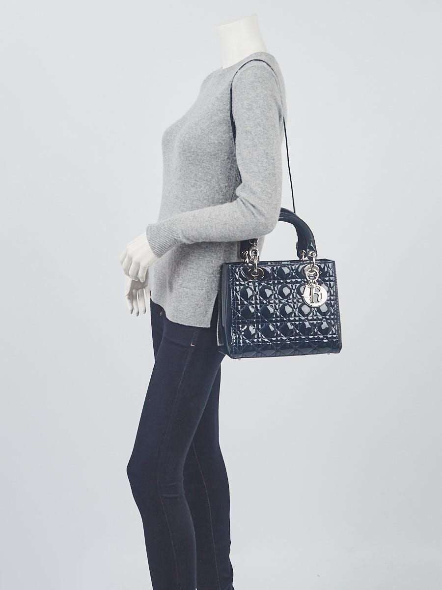 Mini Lady Dior Navy Navy Blue Patent Bag Christian Dior Navy Blue