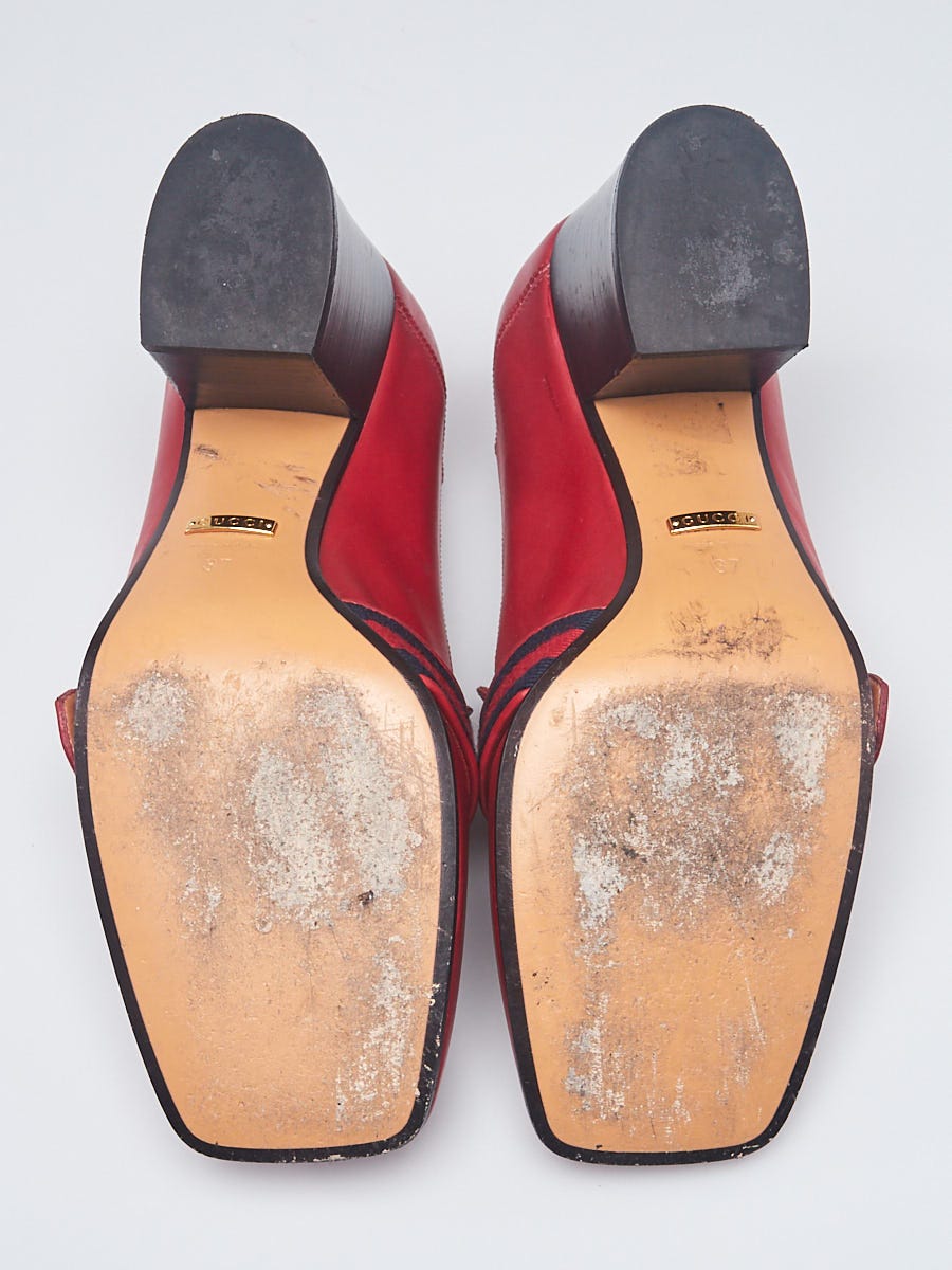 Gucci Red Smooth Leather Peyton Marmont Mid-Heel Loafers Gucci Red Smooth Leather Peyton Marmont Mid-Heel Loafers